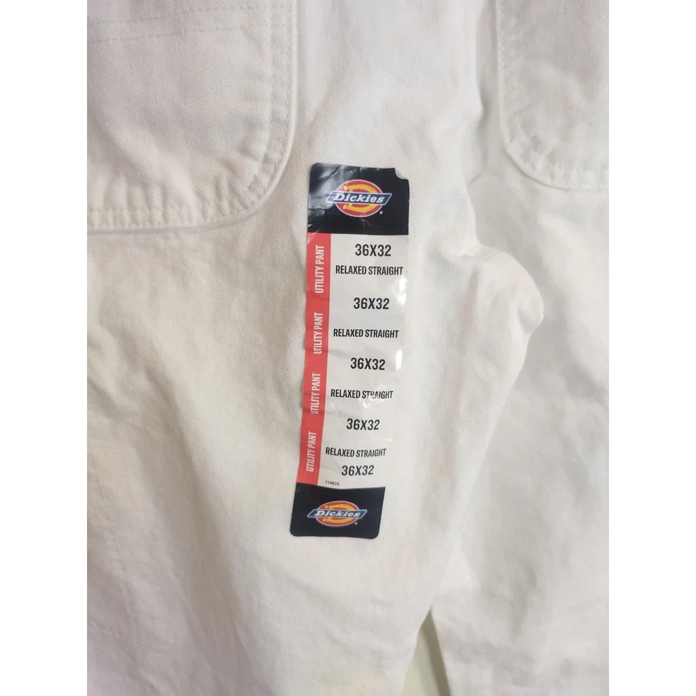 Dickies Mens White Utility Painter Pants Relaxed Straight Fit 36x32 NWT A861G0WH